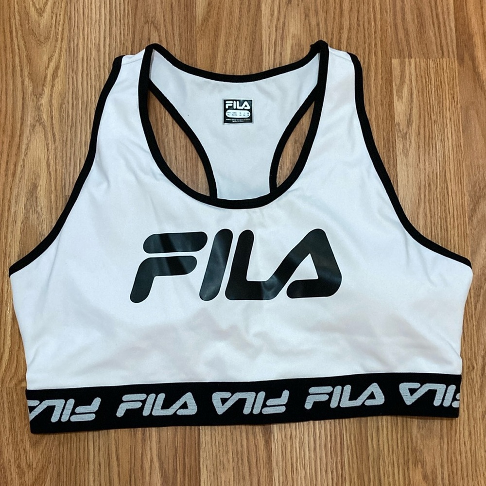 Fila White and Black Sports Bra
